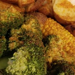Fisherman's Island - Steamed Vegetables: Corn, broccoli and potatoes
