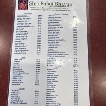 Shri Balaji Bhavan - Menu PG 1 as of 08/12/2023 - Indian Near Me - Houston, Texas Shri Balaji Bhavan - Menu PG 1 as of 08/12/2023 - Indian Near Me - Houston, Texas