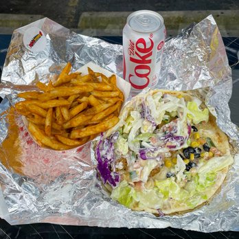 Halalicious - Falafel Gyro and the Combo: fries and a can of soda, $15.94 tax incl. - Fast Food Near Me - Chicago, Illinois