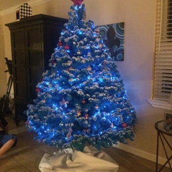 Av Tree Farms - Blue flocked tree with white "snow" tips. Used blue LED lights. Minimal decorations needed. - Home Decor Near Me - New Orleans, Louisiana Av Tree Farms - Blue flocked tree with white "snow" tips. Used blue LED lights. Minimal decorations needed. - Home Decor Near Me - New Orleans, Louisiana