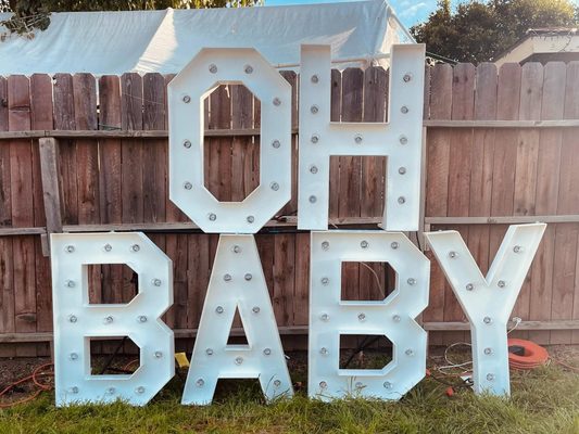 OH BABY - $45.00 each letter
Marquee letter
Wood with light
This one can be use for baby reveal or baby shower / if want balloon is different price OH BABY - $45.00 each letter
Marquee letter
Wood with light
This one can be use for baby reveal or baby shower / if want balloon is different price