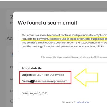 Sarkissian Law Group - Scam email sent by Sarkissian - Real Estate Law Near Me - Los Angeles, California Sarkissian Law Group - Scam email sent by Sarkissian - Real Estate Law Near Me - Los Angeles, California