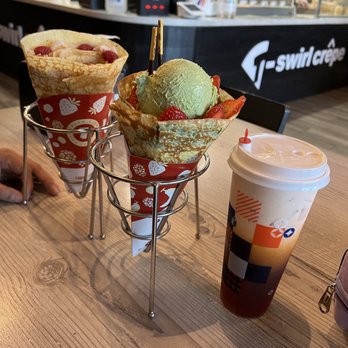 T-Swirl Crepe - Lychee Romantic, Matcha Azuki Bean, Thai Iced Tea - Desserts Near Me - Las Vegas, Nevada T-Swirl Crepe - Lychee Romantic, Matcha Azuki Bean, Thai Iced Tea - Desserts Near Me - Las Vegas, Nevada