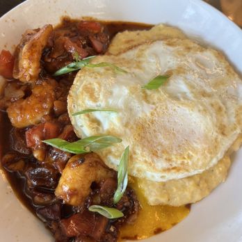Big Bad Breakfast - Chattanooga - Shrimp and grits with sausage and onion, and Wisenburger grits and a fried egg over the shrimp. - Breakfast & Brunch Near Me - Chattanooga, Tennessee Big Bad Breakfast - Chattanooga - Shrimp and grits with sausage and onion, and Wisenburger grits and a fried egg over the shrimp. - Breakfast & Brunch Near Me - Chattanooga, Tennessee