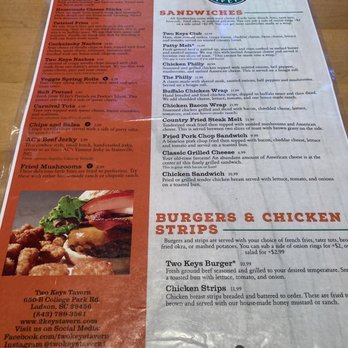Two Keys Tavern - a menu for burgers and chicken - American Near Me - Ladson, South Carolina