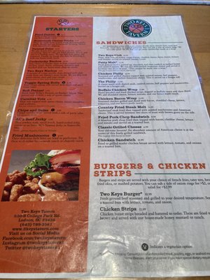 Menu photo 1 Two Keys Tavern Ladson, SC
