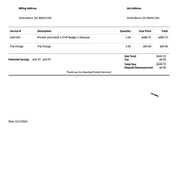 ProTech Services Plumbing, Heating & Air - Invoice - Heating & Air Conditioning/HVAC Near Me - Eatonton, Georgia ProTech Services Plumbing, Heating & Air - Invoice - Heating & Air Conditioning/HVAC Near Me - Eatonton, Georgia