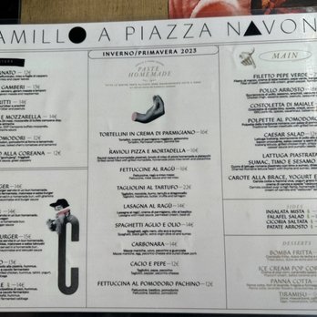 Camillo dal 1890 - Menu - Restaurants Near Me - Rome, RM