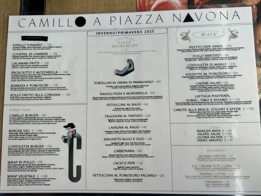 Menu photo 2 Camillo dal 1890 Rome, RM