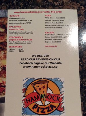 Menu photo 2 Hammock Pizza Palm Coast, FL