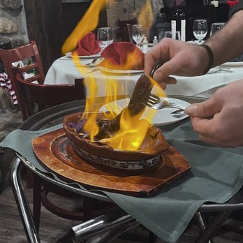 Lisbon Cafe Of Mineola - Sausage cooked table side - Portuguese Near Me - Mineola, New York