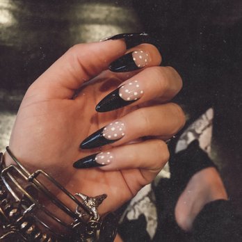 Beauty Collective Lab - Gel X Black French with polka dots - Hair Salons Near Me - Whittier, California Beauty Collective Lab - Gel X Black French with polka dots - Hair Salons Near Me - Whittier, California