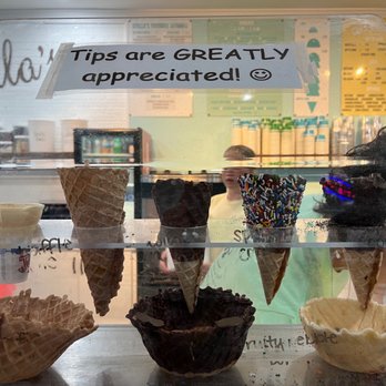 Stella's Homemade Ice Cream - Cone and waffle bowl display - Ice Cream & Frozen Yogurt Near Me - Murrells Inlet, South Carolina Stella's Homemade Ice Cream - Cone and waffle bowl display - Ice Cream & Frozen Yogurt Near Me - Murrells Inlet, South Carolina