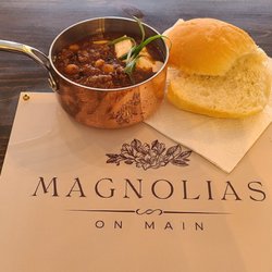 Magnolias on Main - Hearty Chili with a Bun at Magnolias on Main
370 Main St Deseronto Ontario