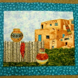 Taos Adobe Quilting - Wall-hanging of a local scene