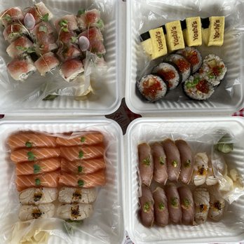 Yoshi’s Sushi - salmon, albacore tuna, habate/ scallop, tamago - Sushi Bars Near Me - Portland, Oregon Yoshi’s Sushi - salmon, albacore tuna, habate/ scallop, tamago - Sushi Bars Near Me - Portland, Oregon
