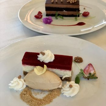 Potente - Strawberry cheesecake with cajeta ice cream/gelato and chocolate cake with raspberries - Italian Near Me - Houston, Texas Potente - Strawberry cheesecake with cajeta ice cream/gelato and chocolate cake with raspberries - Italian Near Me - Houston, Texas