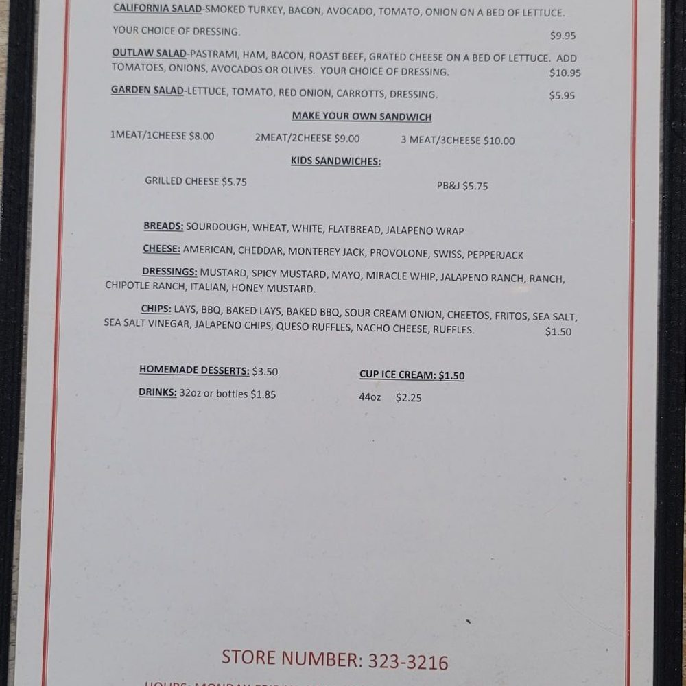 Gageby Store - Menu - Sandwiches Near Me - Canadian, Texas Gageby Store - Menu - Sandwiches Near Me - Canadian, Texas