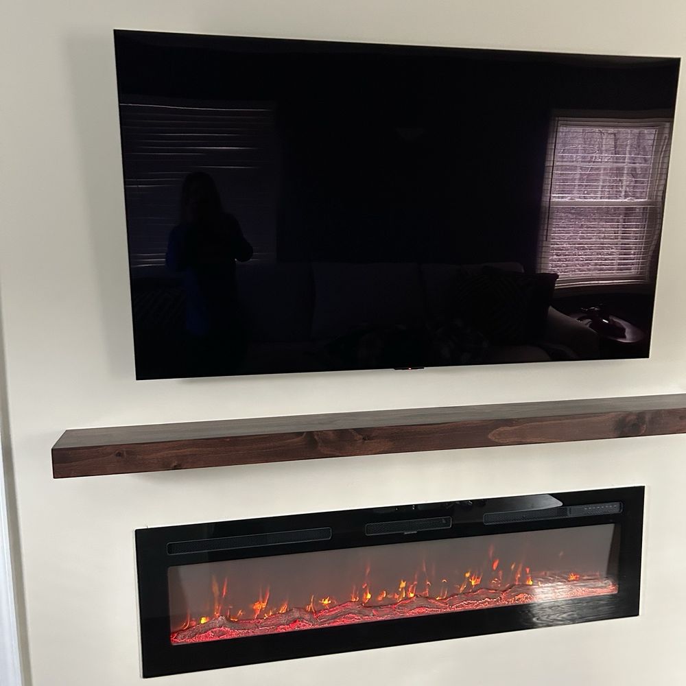 Cj Services 1 - Recessed electric fireplace, floating mantel, wall mounted tv - Handyman Near Me - Lake Bluff, Illinois