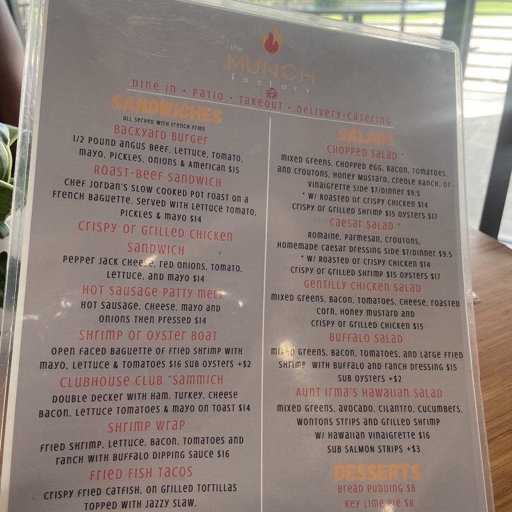 The Munch Factory - Back of the Menu - Seafood Near Me - New Orleans, Louisiana The Munch Factory - Back of the Menu - Seafood Near Me - New Orleans, Louisiana