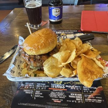 Cold Beers & Cheeseburgers - My cheese filled burger with homemade chips! - American Near Me - Scottsdale, Arizona Cold Beers & Cheeseburgers - My cheese filled burger with homemade chips! - American Near Me - Scottsdale, Arizona