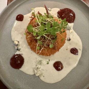Vernafern - Duck Dinner (special) - Bleu cheese sauce, fig, hoecake, duck confit - Desserts Near Me - Doylestown, Pennsylvania Vernafern - Duck Dinner (special) - Bleu cheese sauce, fig, hoecake, duck confit - Desserts Near Me - Doylestown, Pennsylvania