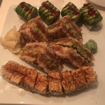 Doma - Dragon roll, Tuna club, triple spicy salmon roll (top to bottom) - Sushi Bars Near Me - Philadelphia, Pennsylvania Doma - Dragon roll, Tuna club, triple spicy salmon roll (top to bottom) - Sushi Bars Near Me - Philadelphia, Pennsylvania