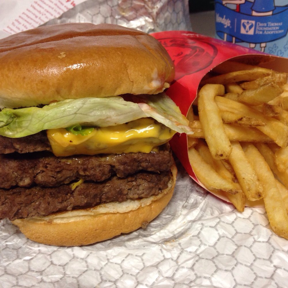 Dave's Triple with medium fries and drink