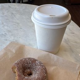 Spiced donut and a coffee.