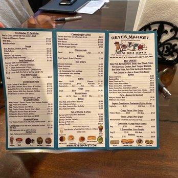 Reyes Market - the menu for the restaurant - Mexican Near Me - Carpinteria, California Reyes Market - the menu for the restaurant - Mexican Near Me - Carpinteria, California