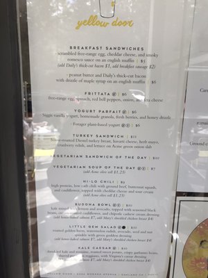 Menu photo 6 Yellow Door Oakland, CA