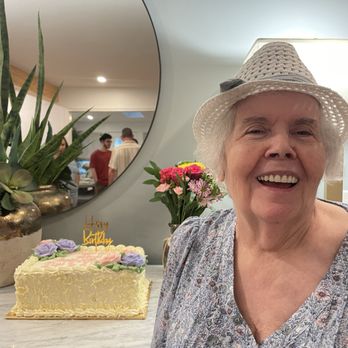Take the Cake - Mom's happy face for her 80th birthday. She loved the cake from Take the Cake! - Bakeries Near Me - Houston, Texas
