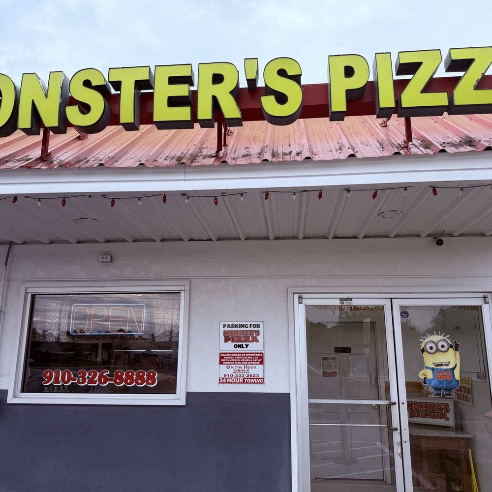 Monster's Pizza - Front entrance and signage. - Pizza Near Me - Hubert, North Carolina