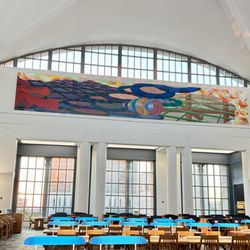 Jacksonville Public Library - Main Library - The Grand Reading Room on the 4th floor of the Main Library Downtown - look up to see Artist Al Held's last public work!
