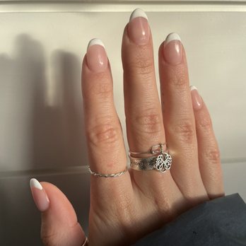 Lucky V Salon - Almond shape acrylic French tip - Nail Salons Near Me - Martinez, California