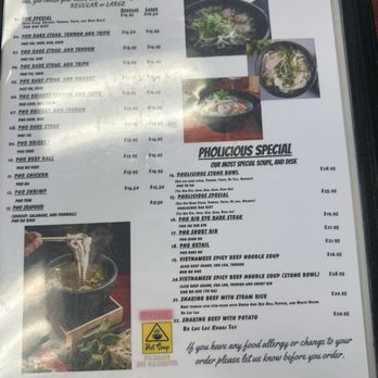 Pholicious - Menu - Vietnamese Near Me - Victorville, California