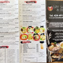 Flyer/menu as of 8/2026 Flyer/menu as of 8/2026