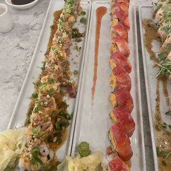 Momiji - Melisandre roll on the left, special roll strawberry habanero on the right - Japanese Near Me - Redmond, Washington Momiji - Melisandre roll on the left, special roll strawberry habanero on the right - Japanese Near Me - Redmond, Washington