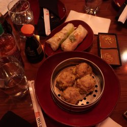 Mian - Vietnamese spring rolls with peanut sauce ($10) and siu mai ($12).