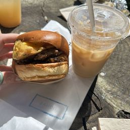 The Brekkie Sandwich and Horchata The Brekkie Sandwich and Horchata