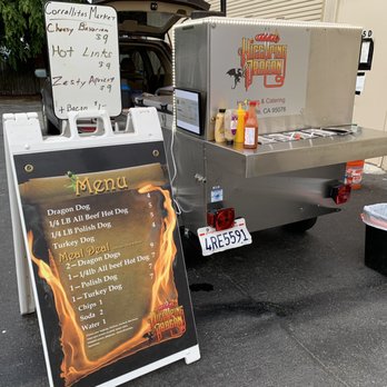 Hiccuping Dragon - a hot dog cart and a sign - Hot Dogs Near Me Hiccuping Dragon - a hot dog cart and a sign - Hot Dogs Near Me