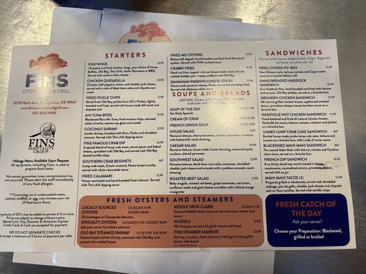 Menu photo 3 FINS Oyster Bar & Grill Georgetown, DE