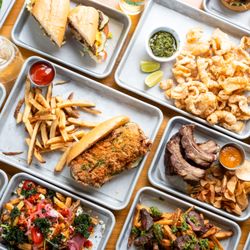 Ribs, Fish Sandwich, Chicken and Farmer Market Salads