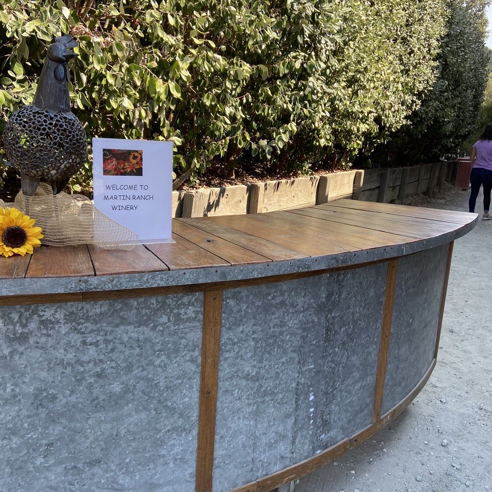 a table with a sign on it