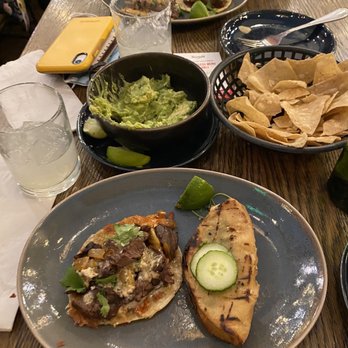 Teocalli Cocina - Guacamole, carne asada taco and shrimp taco. Oh and a skinny marg! - Mexican Near Me - Lafayette, Colorado Teocalli Cocina - Guacamole, carne asada taco and shrimp taco. Oh and a skinny marg! - Mexican Near Me - Lafayette, Colorado