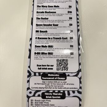 The Warp Zone Bar & Arcade - Menu 2 - Bars Near Me - Sioux City, Iowa The Warp Zone Bar & Arcade - Menu 2 - Bars Near Me - Sioux City, Iowa