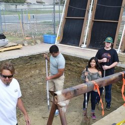 Abraxas High School Community Garden - Proud students with shovels ready.