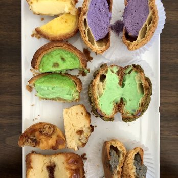 CA Bakehouse - cross section of choux, mochi cake, and egg tart - Bakeries Near Me - San Jose, California