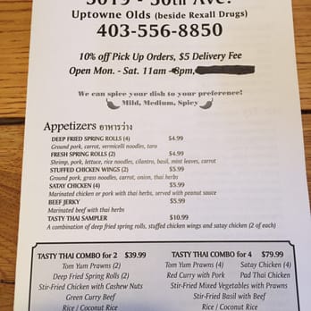Tasty Thai - Here's the menu - Thai Near Me - Olds, Alberta