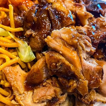 Express Wok - a plate of chicken and noodles - Chinese Near Me - Brea, California